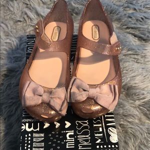 Rose Gold glitter Mini Melissa Mary Janes